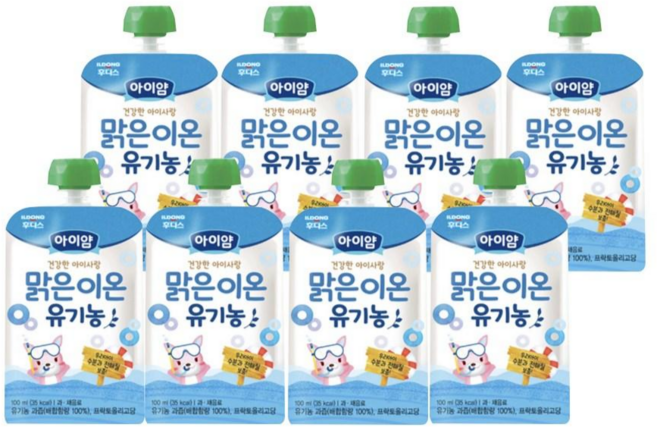 아이얌 아이사랑 맑은이온 유기농 주스, 100ml, 8개, 배 + 사과 + 백포도 혼합 이온음료맛