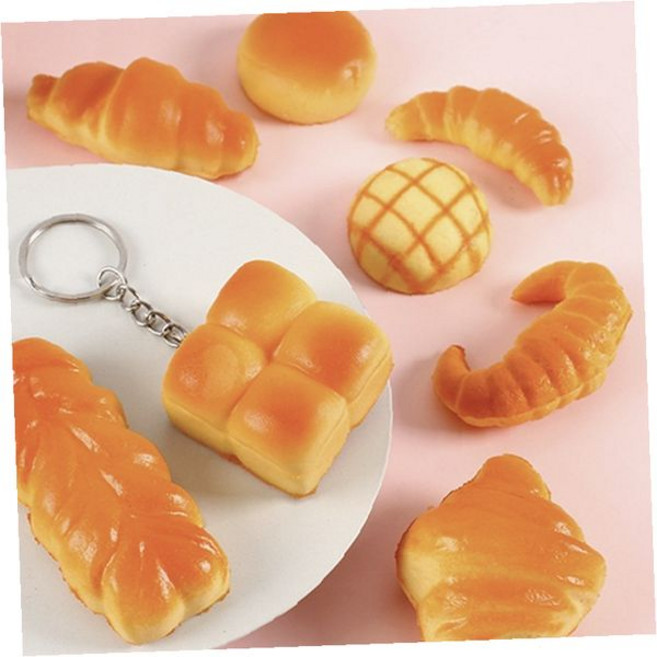 빵 모양 키링 스퀴시 메론빵 소금빵 식빵 크로와상 베이커리 바게트 미니어처 음식 장식 액세서리, 1개, 6.크루와상빵
