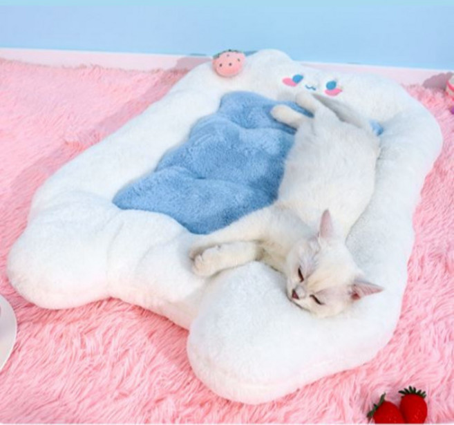 고양이 강아지가 좋아하는 도톰한 구름위에 반려동물기절방석, 솜사탕블루, 1개