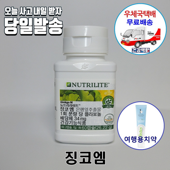 암웨이 징코엠 (60캡슐) 두뇌건강케어 + 사은품 (암웨이치약) [우체국택배]