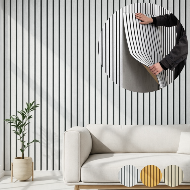 올라잇 셀프 인테리어 붙이는 템바보드 벽지, 그레이