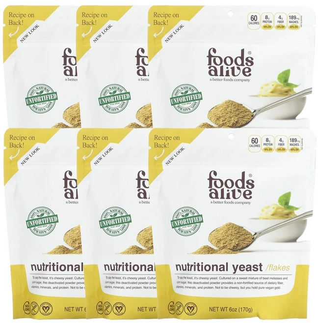푸드얼라이브 슈퍼 푸드 논 포티파이드 뉴트리션 이스트 170g(6oz), 6개 - 쿠팡