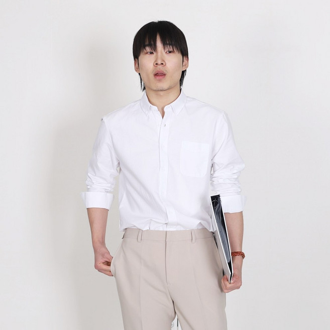 옥스포드 남자 긴팔 무지 셔츠 캐주얼 남방
