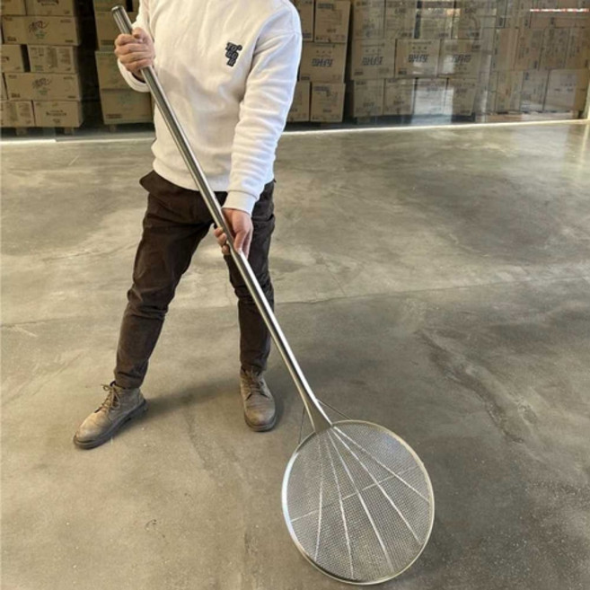 대형 건지기 뜰채 스텐 횟집 긴국자 세밀망 국자 튀김 건지개, 지름 32cm 1.2m 굵은 메쉬