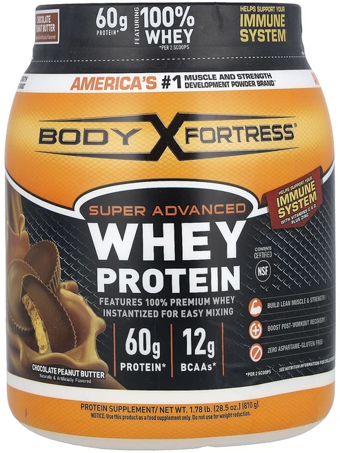 몸관리하세요 겨울입니다 Body Fortress Super Advanced 유청 단백질 초콜릿 땅콩버터맛 810g(1.78lb) 특별관리진행, BodyFortressSuperAdvanced유청단백질, 810g, 1개 - 쿠팡