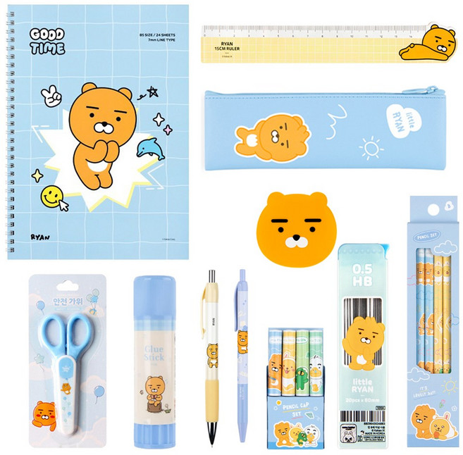 카카오 프렌즈 라이언 어피치 스마트 문구세트 학용품 세트, 1세트, 01. 라이언