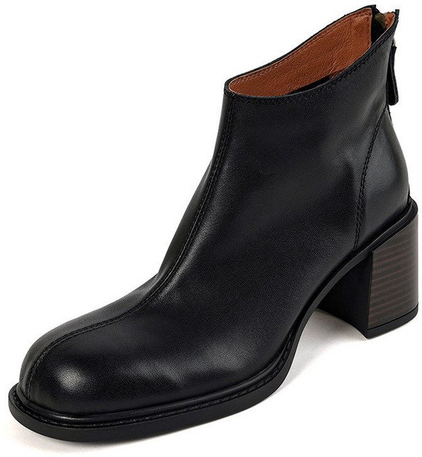 청키힐 여성 가죽 마틴 부츠 가을 겨울 스퀘어토 숏 첼시 부츠 편안한 레트로 스타일