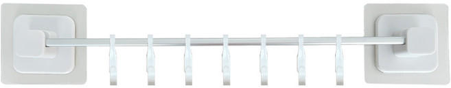 살림공간 7구 소품 걸이 무타공 주방 욕실 후크, 1개, 화이트