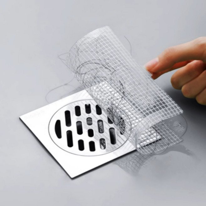 굿서브 욕실 배수구 필터 트랩 거름망 머리카락 막힘방지 벌레차단 일회용 사각 접착식 (20개) (15X15CM)