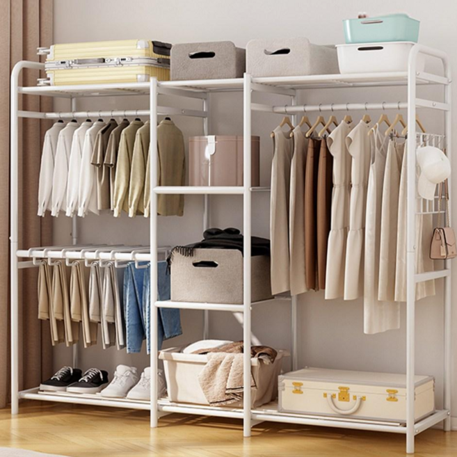 투에스리빙 철제 스탠드 시스템 드레스룸 행거, 화이트