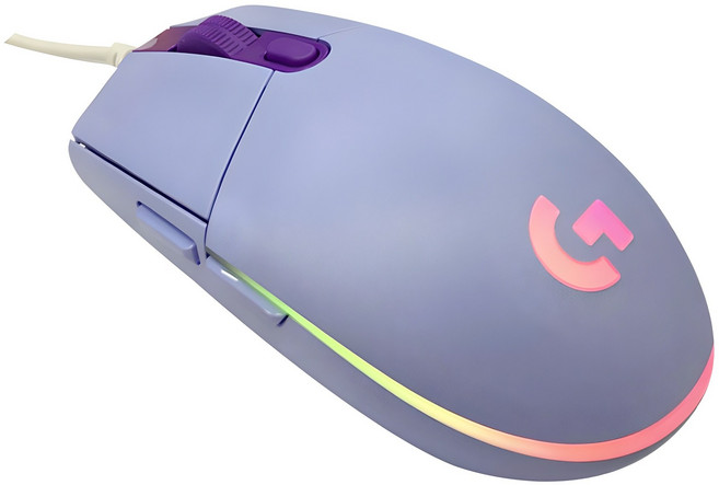 로지텍 2세대 LIGHTSYNC 게이밍 유선마우스, G102, 라일락