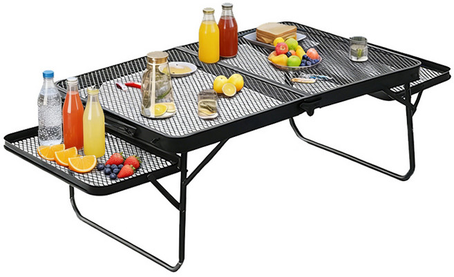 지칸디 초경량 휴대용 접이식 캠핑 테이블 아웃도어 메쉬 테이블, 검정색