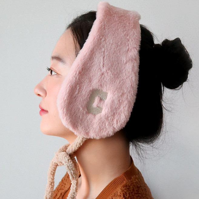 이코마켓 귀염뽀짝 겨울 양면착용 뽀글이 털귀마개 방한 귀도리