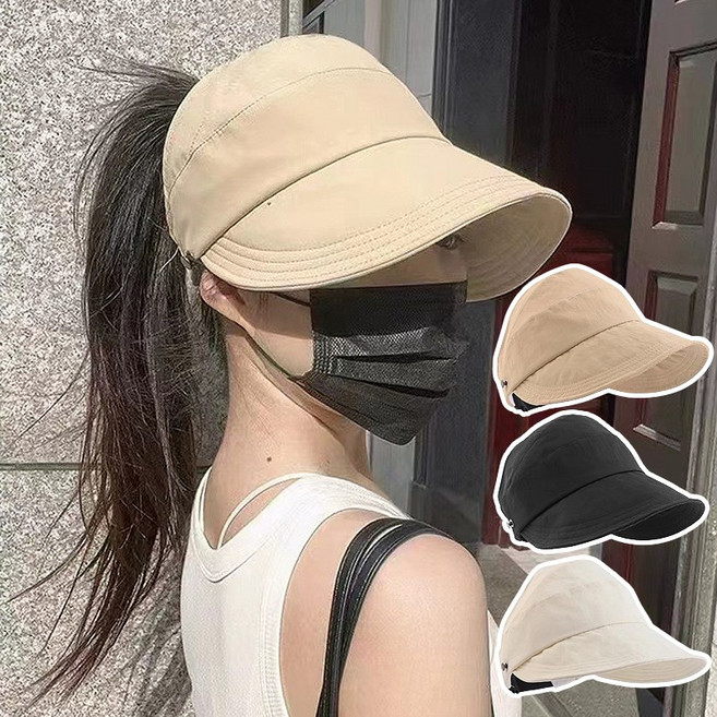 오미어블 경량 포니테일 썬캡 똥머리 마스크걸이 버킷햇 벙거지