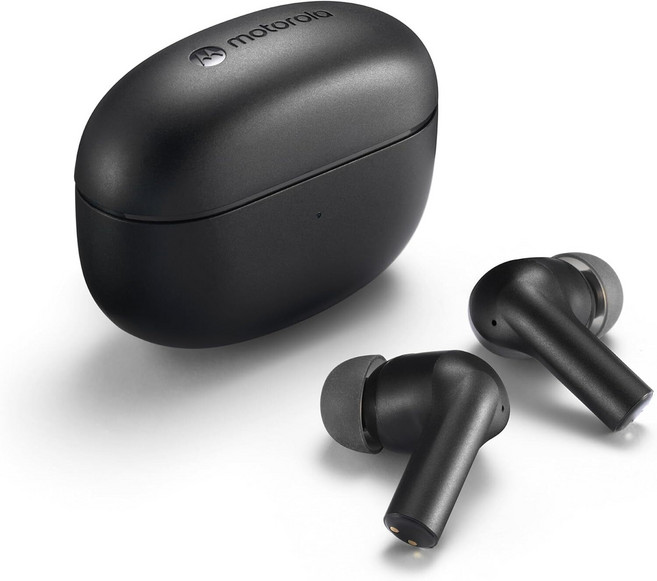 Motorola Sound Moto Buds 500 ANC 완전 무선 이어버드 IPX4 방수 터치 컨트롤 듀얼 노이즈 캔슬링 마이크 충전 케이스 블랙, 단일구성