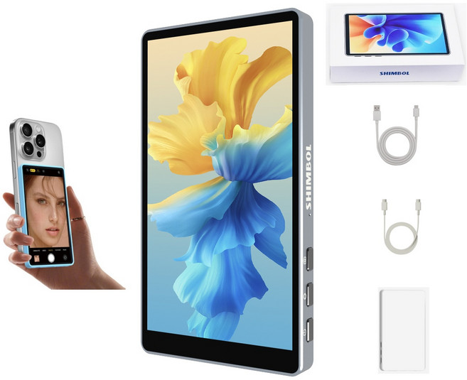 SHIMBOL CP5 Lite 폰 Vlog 셀카 모니터 화면 1080P 5인치 풀 HD 후면 카메라 모니터 2.4G 5G 비디오 전송 50m 생방송 TikTok 호환 아이폰, 50세트, 흰색 케이스