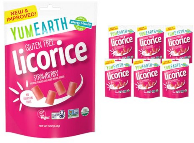 얌얼스 유기농 프리 딸기 감초 스낵 팩 - 알레르기 친화적 YumEarth Organic Gluten Free Strawberry Licorice Snack Packs - All, 141g, 1개