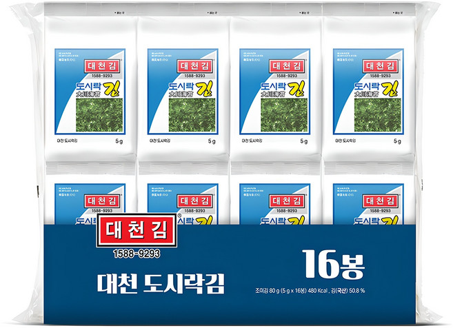 대천김 재래 도시락김, 5g, 16개