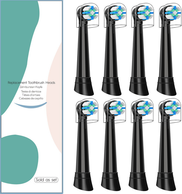 전동칫솔 교체 헤드 호환 Oral B io 3/4/5/6/7/8/9/10 시리즈 전동칫솔, 8개, Black, ST137-1