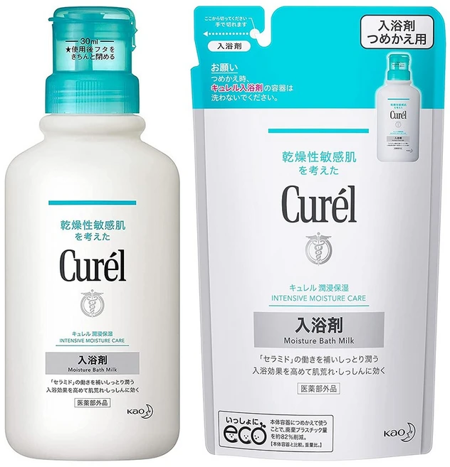 일본 큐렐 curel 입욕제 배쓰밀크 본품 420ml + 리필 360ml 세트, 1개 - 쿠팡