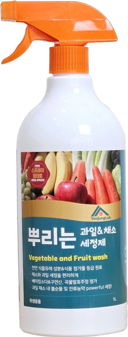 과일 채소 세정제 유정랩 대용량 1L 그린백 그린박스 야채 보관 밀폐용기 지퍼백, 1개, 1000ml