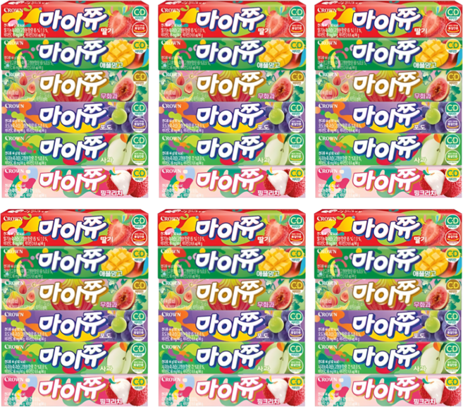 마이쮸(44g)6종세트(딸기+애플망고+써니피치+포도+사과+핑크리치), 264g, 6세트