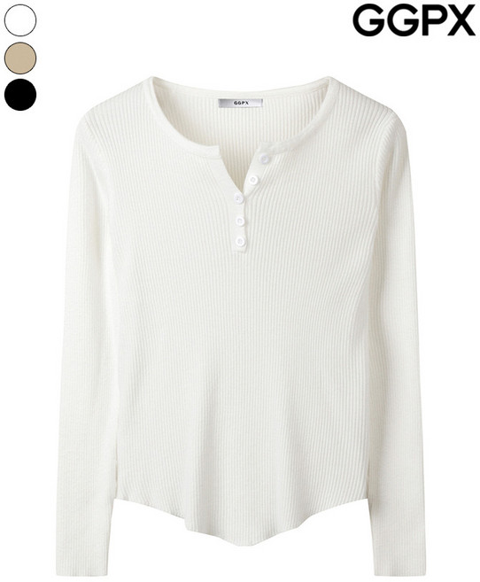 GGPX 버튼넥 골지 니트 (GQ2KP024F)