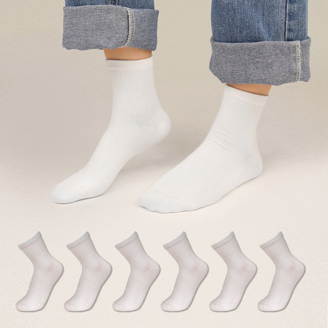 아임유어삭스 여성 중목 발이 편한 프리미엄 무봉제 심리스 여자 양말 6족