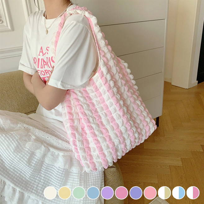 아뜰라임 데일리 가벼운 구름 보부상 숄더 나일론 에코백