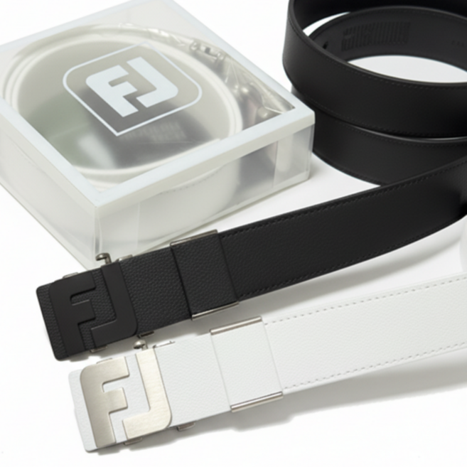 [백화점 정품] 풋조이 나인 오토 벨트 심플 로고 남성 골프 라운딩 선물 보담마망, 블랙
