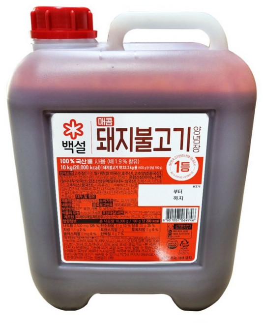 백설 매콤돼지 불고기 양념장, 10kg, 1개