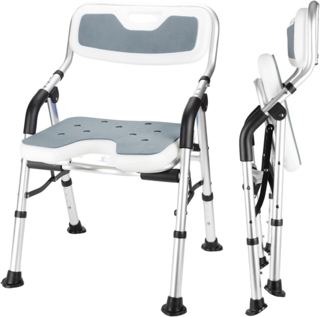 노인 환자용 접이식 목욕의자 미끄럼방지 욕실의자 U자형 욕실등받이목욕의자, 1개, 그레이