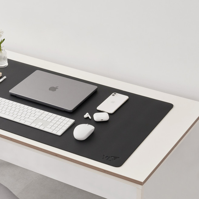 YL 프리미엄 80*100*120cm 두꺼운 대형 책상 패드 깔개 보호 미끄럼 방지 가죽 데스크 매트, 블랙