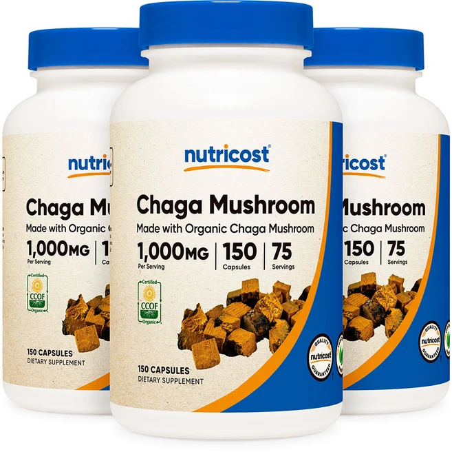 뉴트리코스트 오가닉 차가버섯 1000mg 150캡슐, 3개, 150정 - 쿠팡