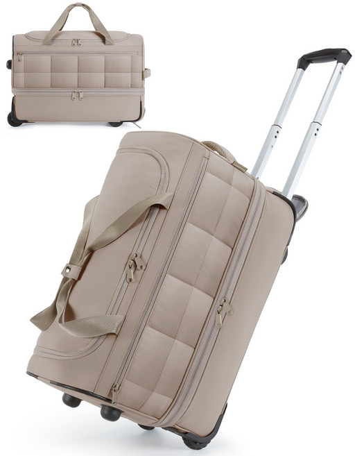 BAGSMART 바퀴형 보스턴백 여행용 가방 골프 더플백, 006카멜