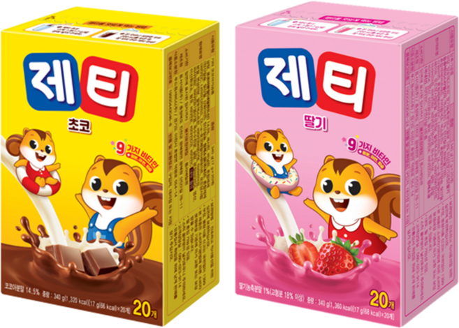 9가지 비타민 칼슘 철분 졔티 초코맛+ 딸기맛 각, 1개