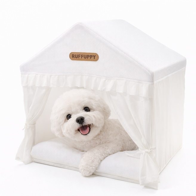 펫하우스 강아지 고양이 텐트 쿠션 하우스 숨숨집, 1개, 화이트
