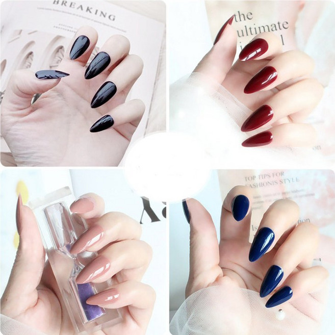 네일 칼라팁 유광 아몬드팁 28PCS 29종, 네일팁(아몬드팁) 908-Y05, 1개