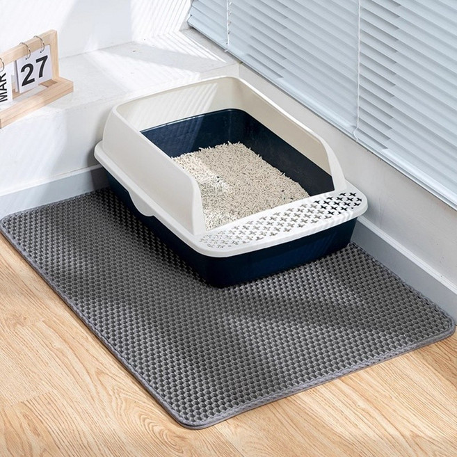 雙層貓砂墊 集砂墊 落砂墊 貓用具, 【深灰色】-厚13mm,55*75cm, 1個