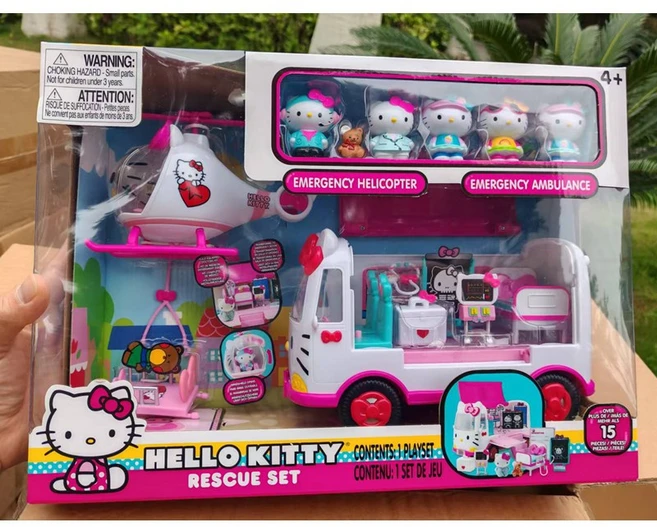 헬로키티 구조 헬리콥터 구급차 세트 장난감 여아 생일 선물, [01] 헬로키티 구급차 세트 - 쿠팡