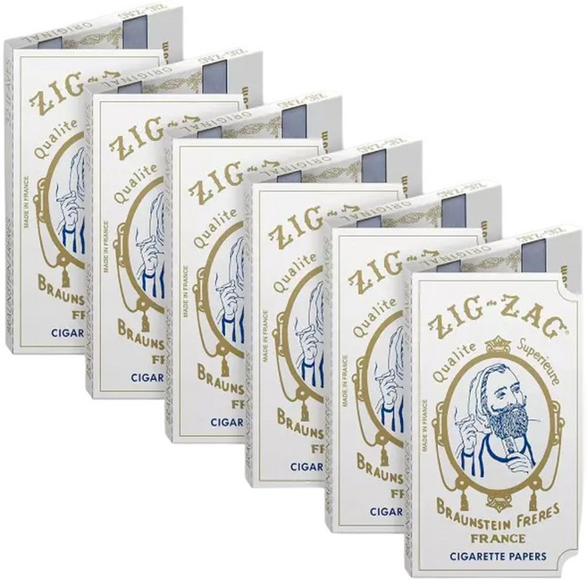 지그재그 롤링 페이퍼 오리지널 화이트 70mm 천연 검 아랍어 얇은 밀봉선 소책자당 32장의 종이가 포함된, 1개, 32매