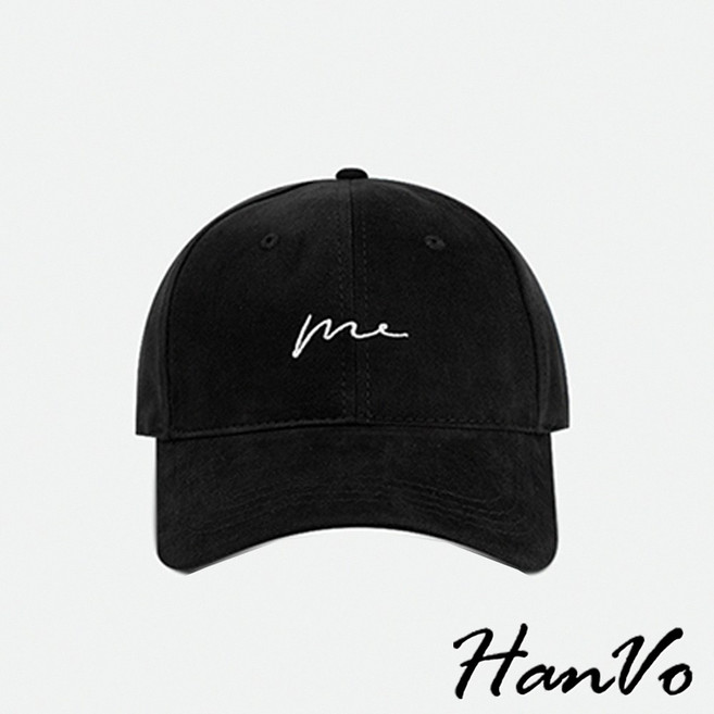 HanVo 簡約時尚刺繡棒球帽 大頭圍顯小臉 加寬帽檐可調帽圍 男女適用 C01-8194