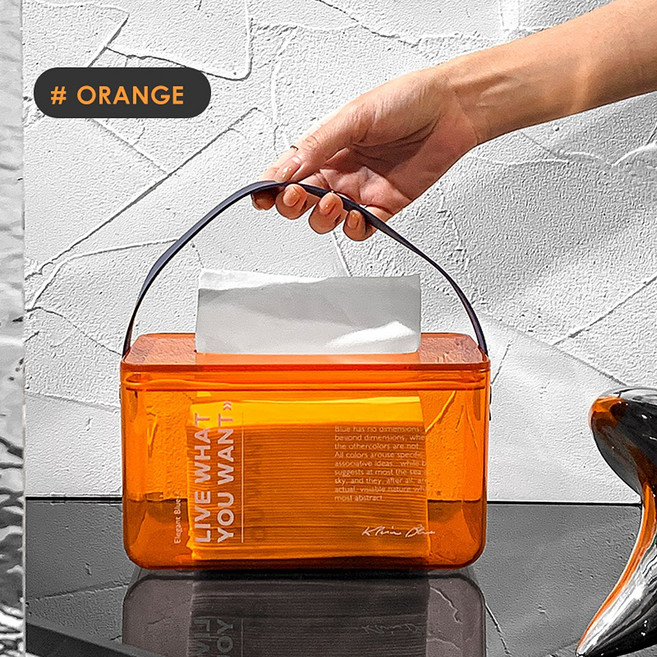 레터링 클리어 각 티슈케이스 미니 곽티슈 냅킨케이스, 1개, 오렌지