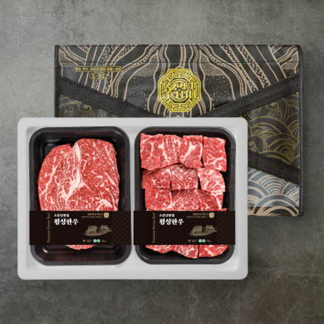 [소문난맛집 횡성한우] 담백하고 부드러운 원뿔 1+ 횡성한우 스페셜 한정판 에디션 정육 선물세트 800g [등심 400g +국거리 400g], 1세트