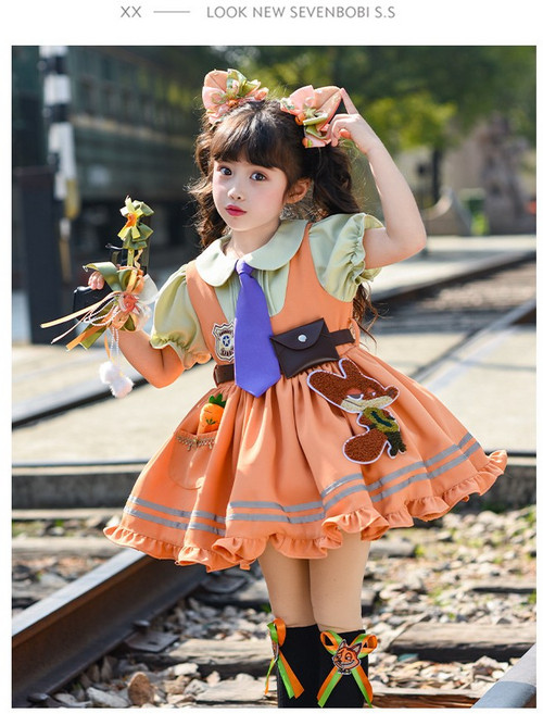 라움리에 여아 주토피아 주디 닉 코스프레 공주 드레스 원피스