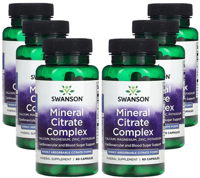 스완슨 미네랄 시트레이트 복합체 캡슐 60정, 6개 - 쿠팡