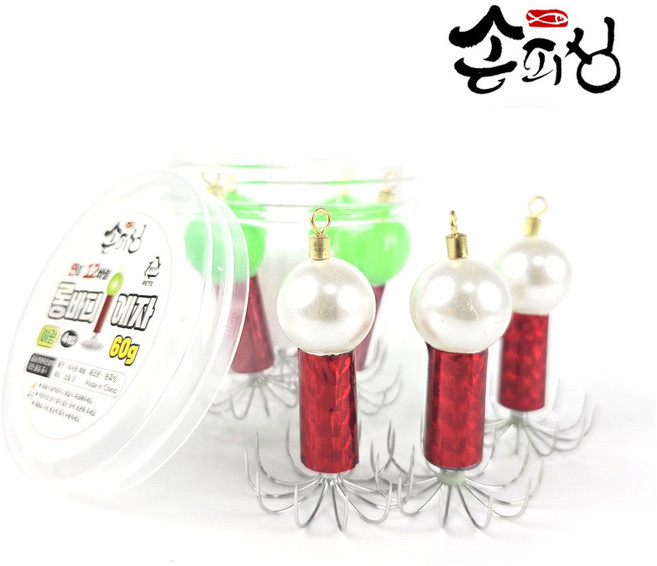 2위 - 손피싱 키다리 애자 롱바디 쭈꾸미볼 연질바늘 12발 에자 60g 진주 그린야광 쭈꾸미 문어 갑오징어 생미끼 