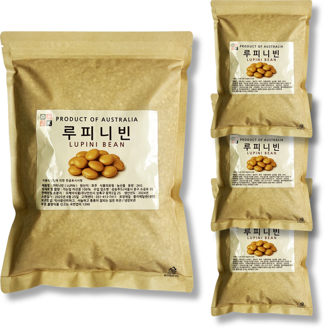 오케이 호주산 루피니빈 당뇨콩 루핀콩 저당콩, 4개, 2kg