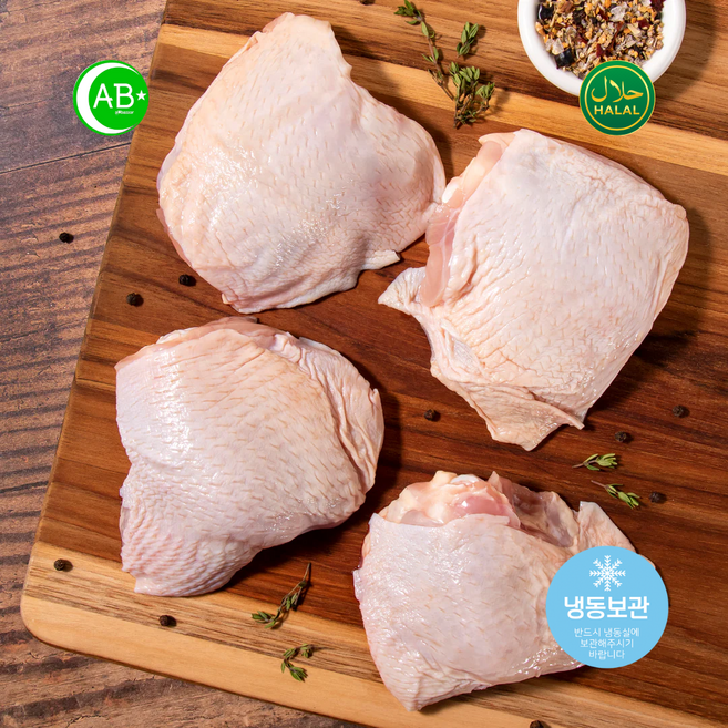 Halal Frozen Chicken Thighs Skin-On Bone-In 할랄 냉동 닭 허벅지살 (스킨온 뼈있음), 1개, 1kg