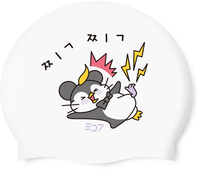 남녀공용 실리콘수모 수영모자 SD7 발가락쥐난 펭귄 화이트